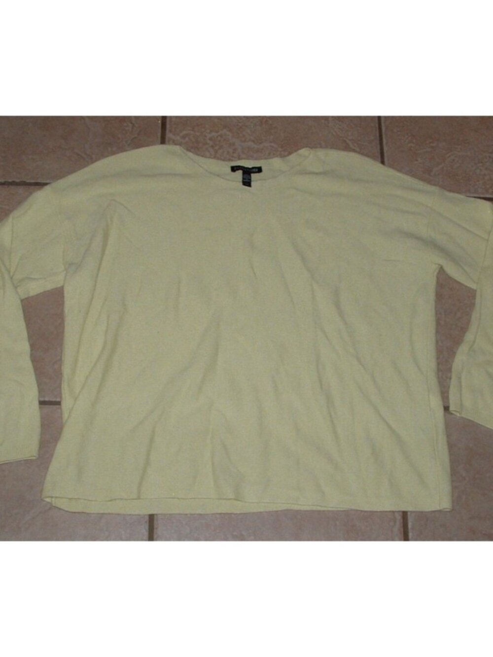 EILEEN FISHER Yellow Sz Small Stretchy Cashmere Lightweight Roomy Boxy Sweater
